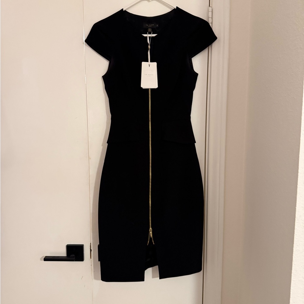 Ted Baker Black Dress with Gold Zipper